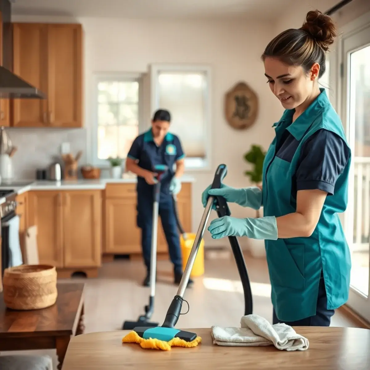 Professional house cleaning in a bright New Jersey family home