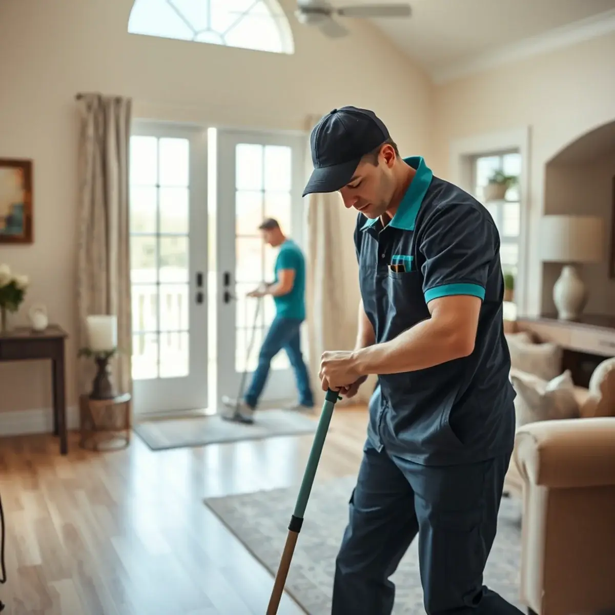 Professional cleaner working inside a Allenhurst, New Jersey home