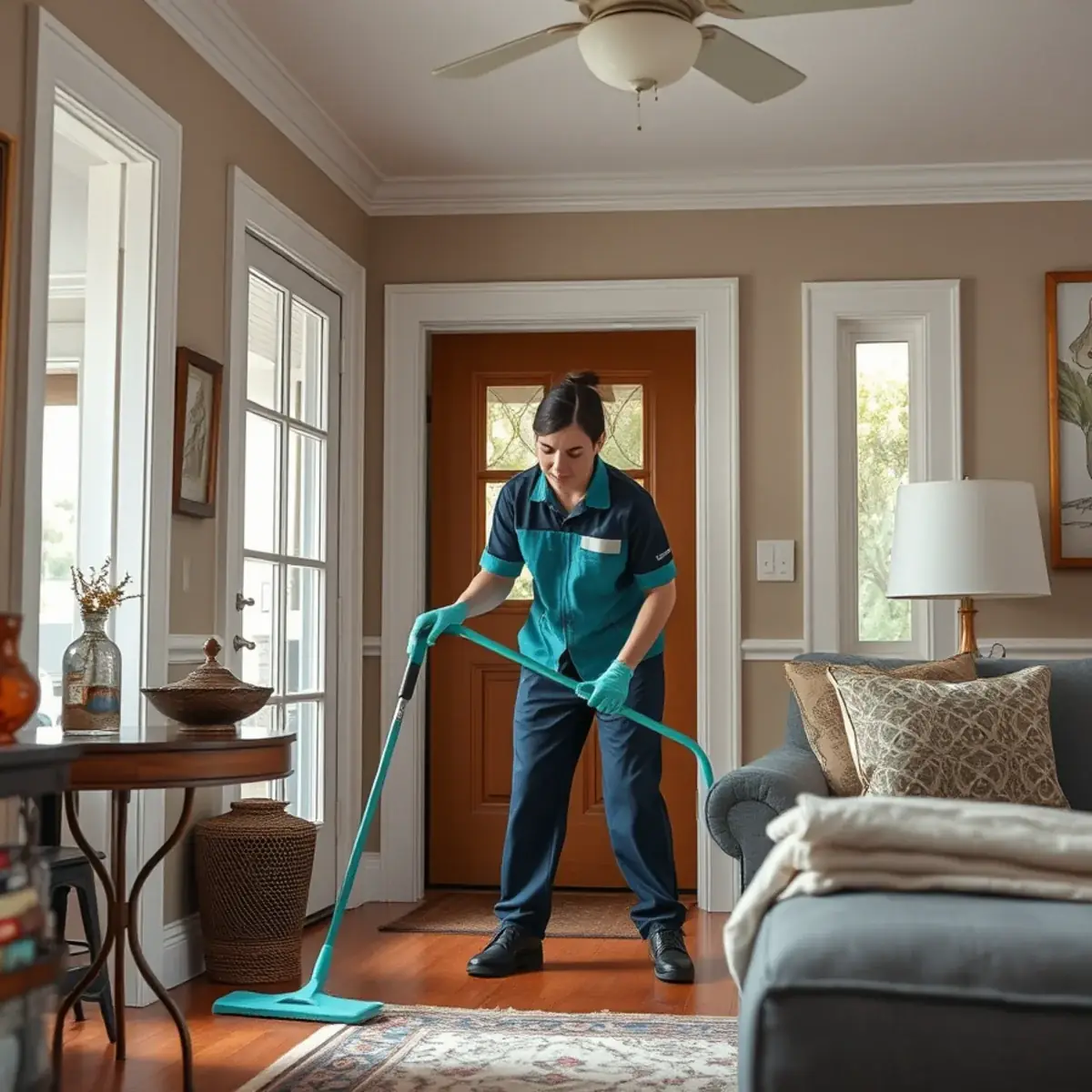Professional cleaner working inside a Audubon, New Jersey home