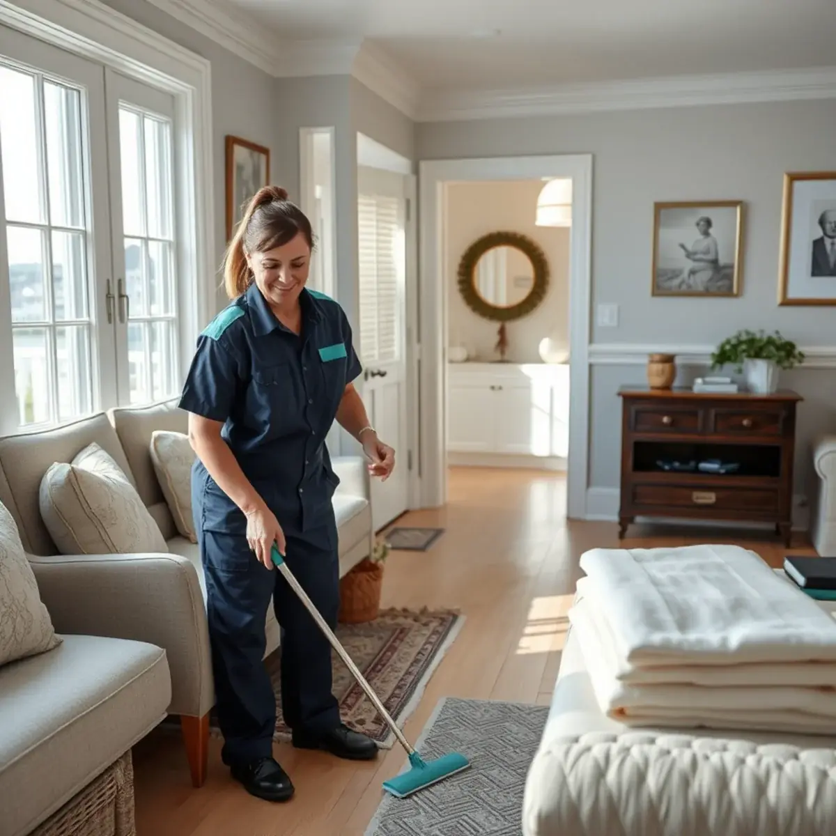 Professional cleaner working inside a Avalon, New Jersey home