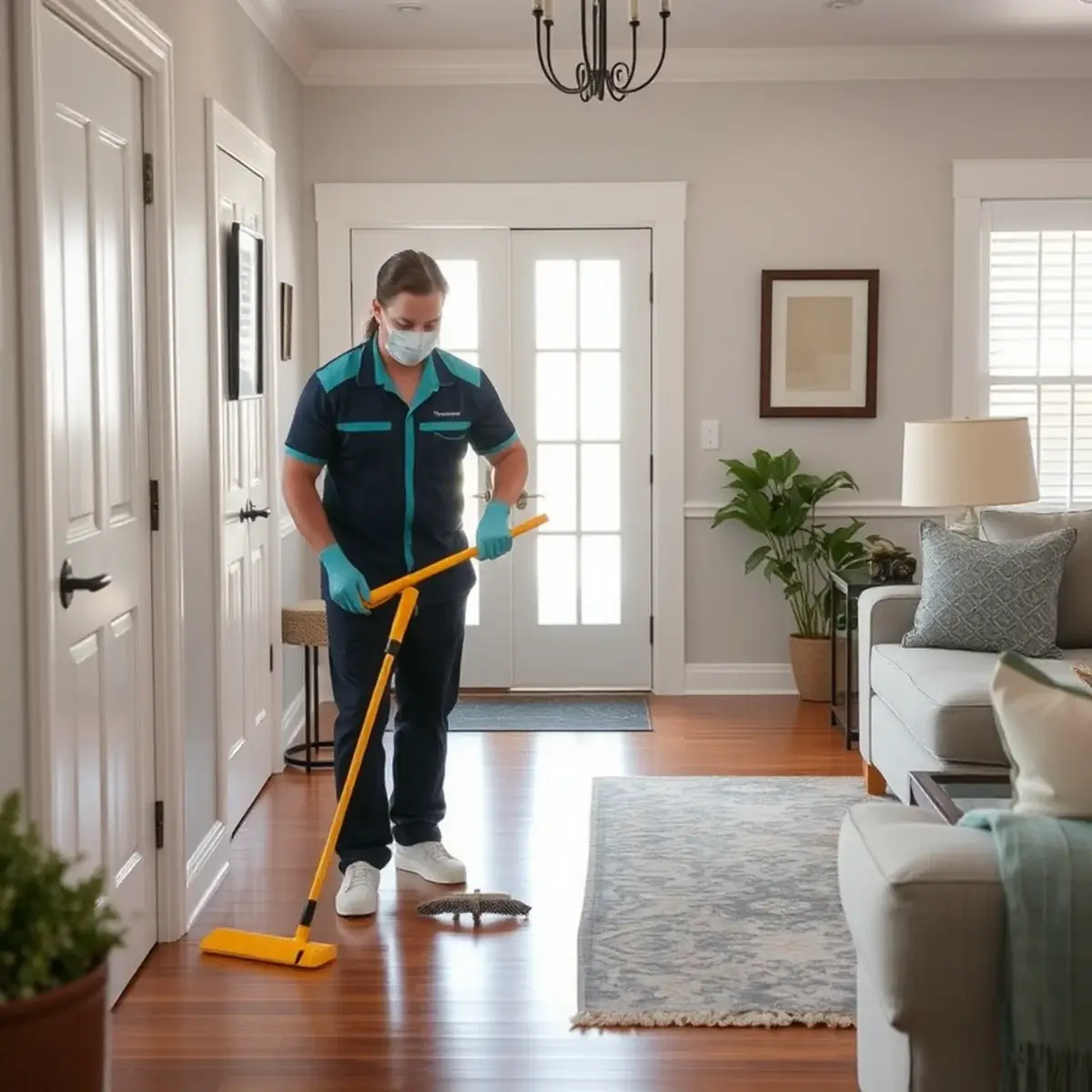 Professional cleaner working inside a Barnegat, New Jersey home