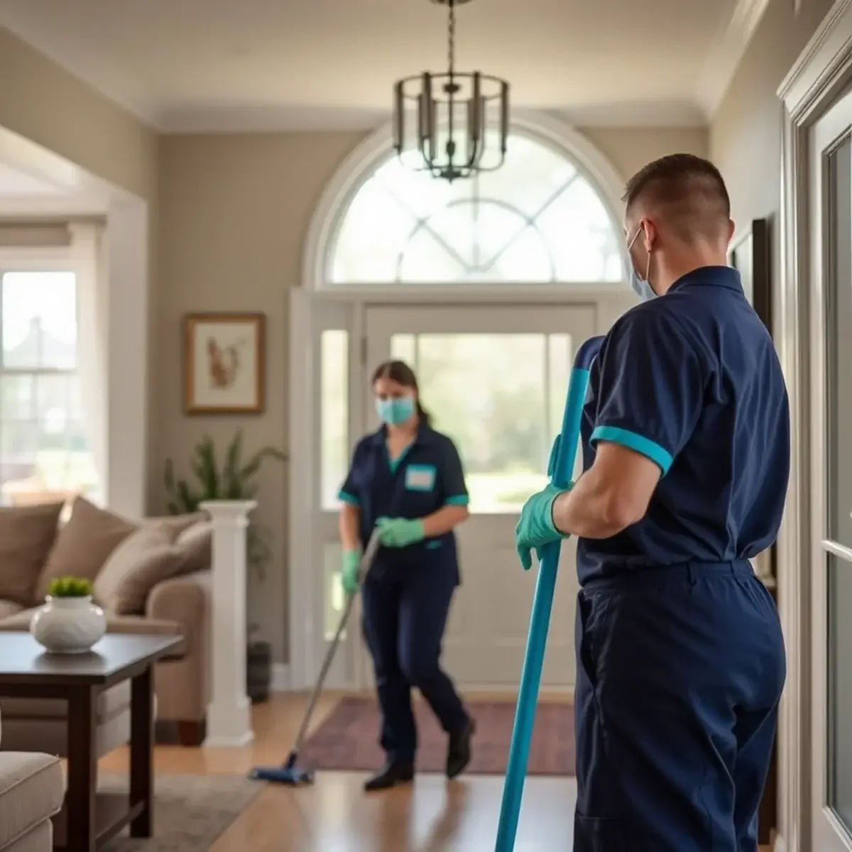 Professional cleaner working inside a Basking Ridge, New Jersey home