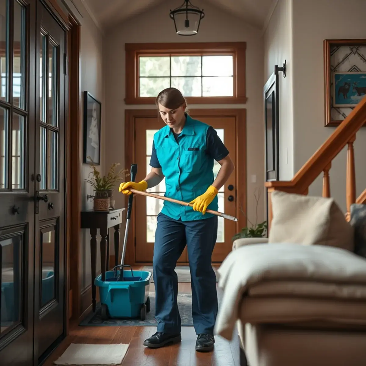 Professional cleaner working inside a Beemerville, New Jersey home