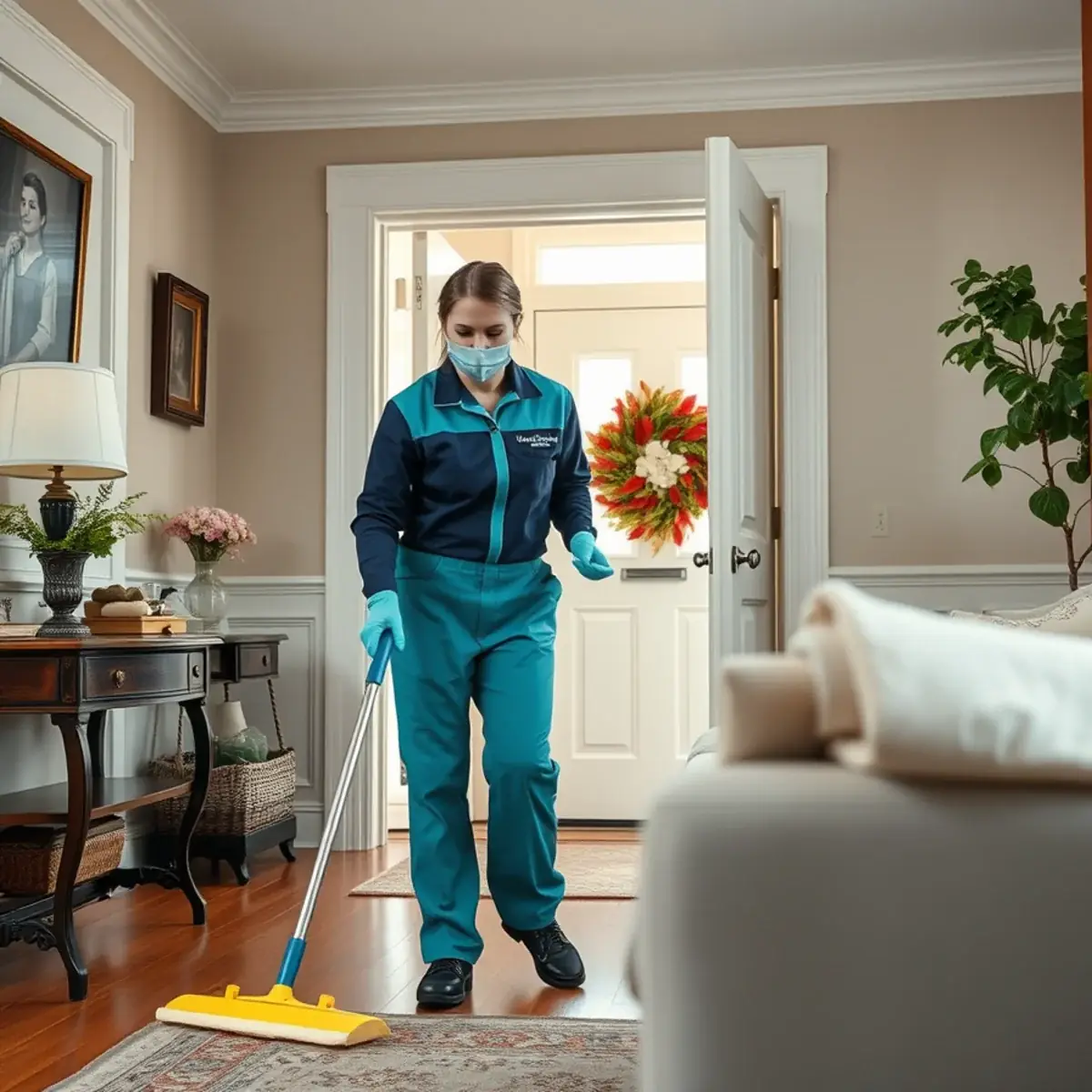 Professional cleaner working inside a Bellmawr, New Jersey home