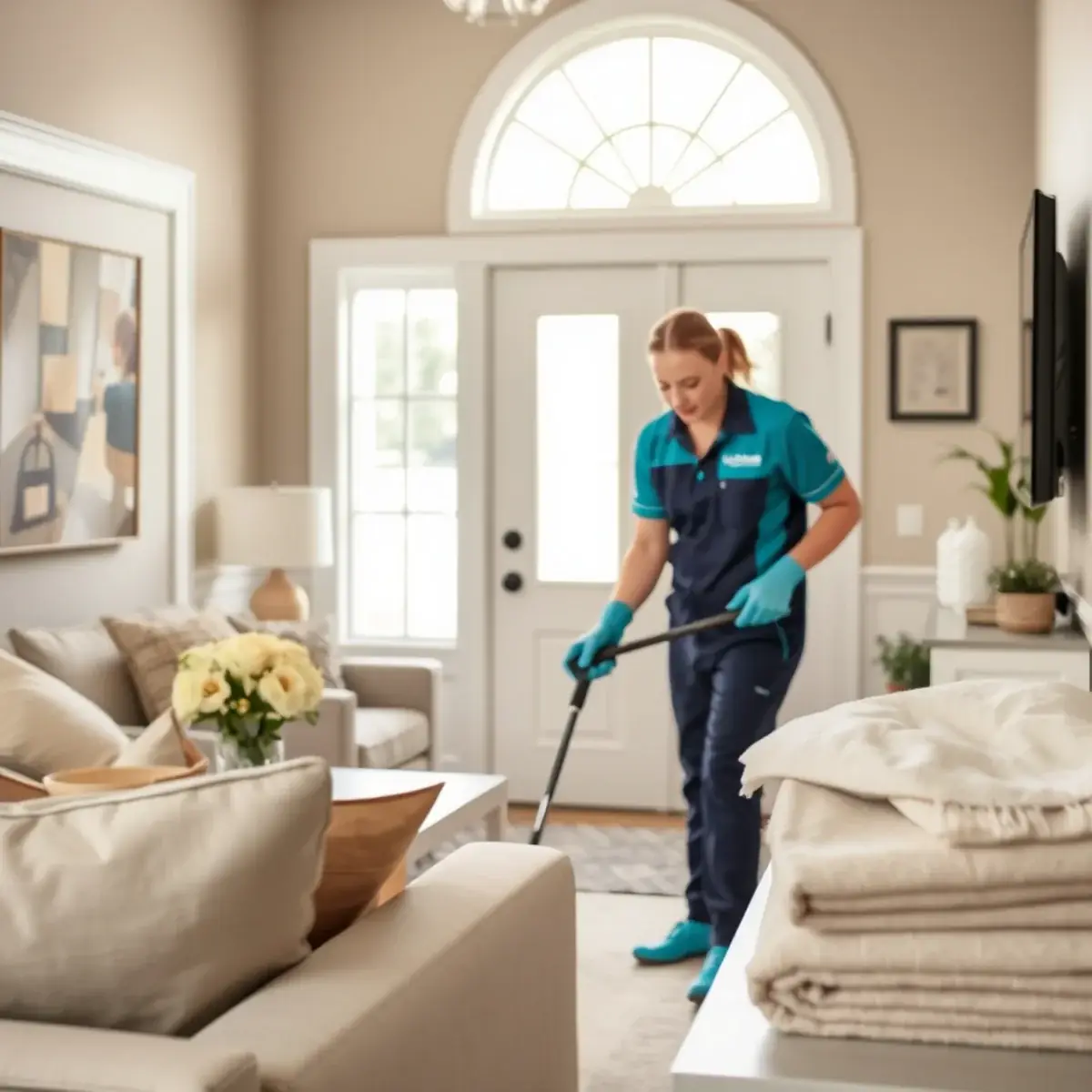 Professional cleaner working inside a Belmar, New Jersey home