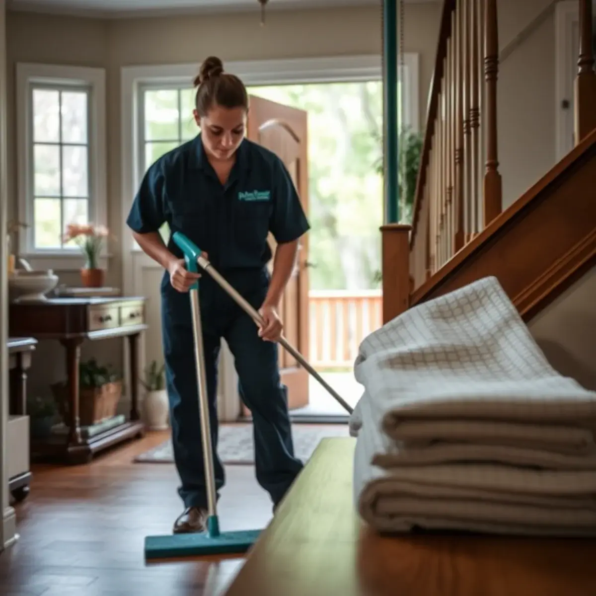 Professional cleaner working inside a Boonton, New Jersey home