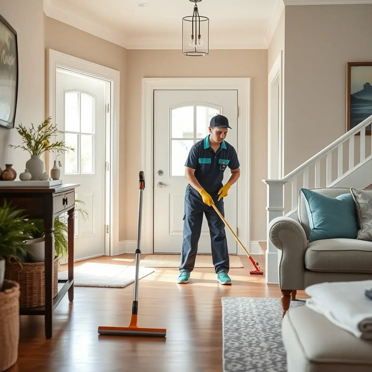 Professional cleaner working inside a Bradley Beach, New Jersey home
