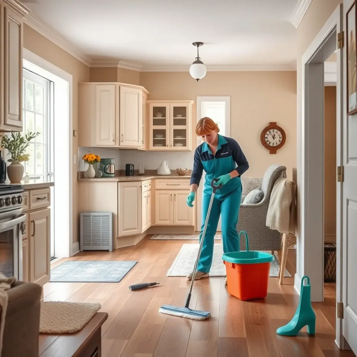 Professional cleaner working inside a Bridgeton, New Jersey home