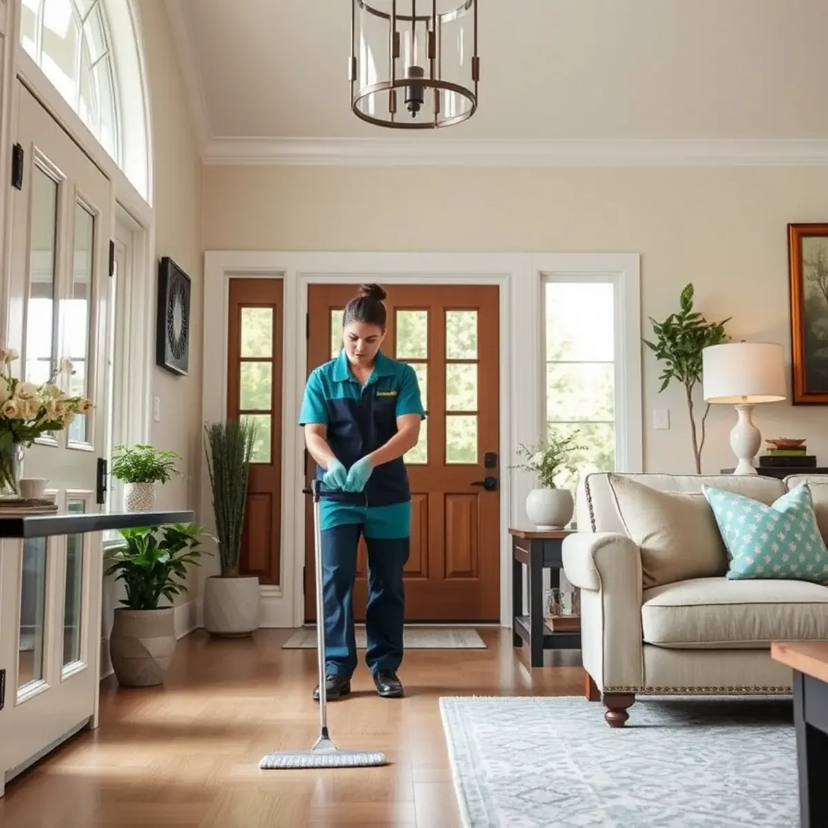 Professional cleaner working inside a Bridgewater, New Jersey home