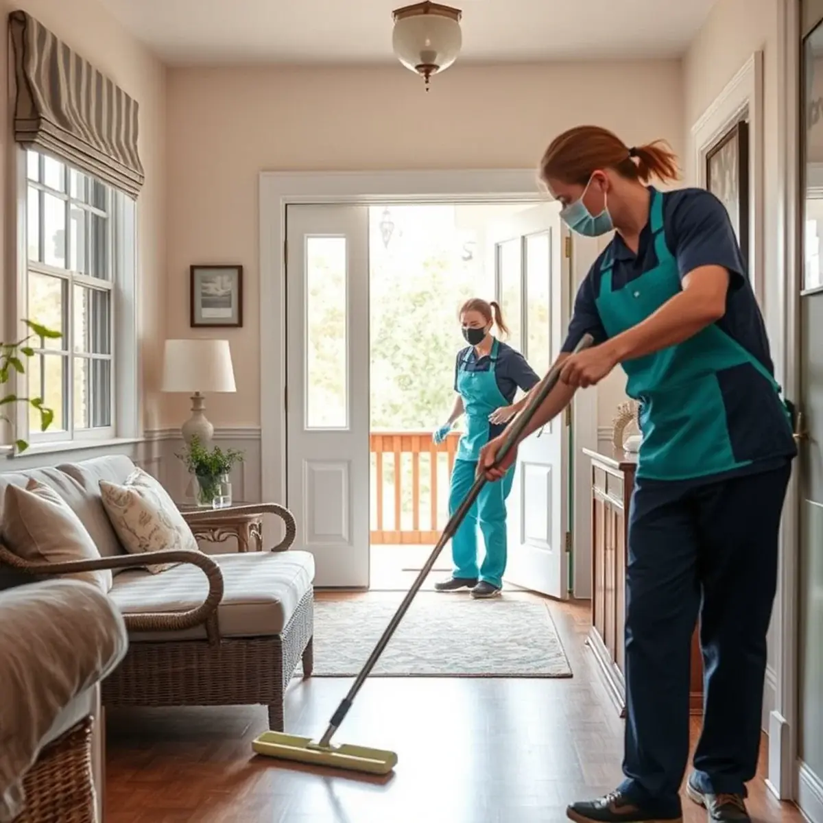Professional cleaner working inside a Broadway, New Jersey home