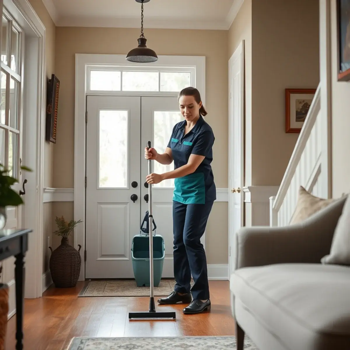 Professional cleaner working inside a Butler, New Jersey home