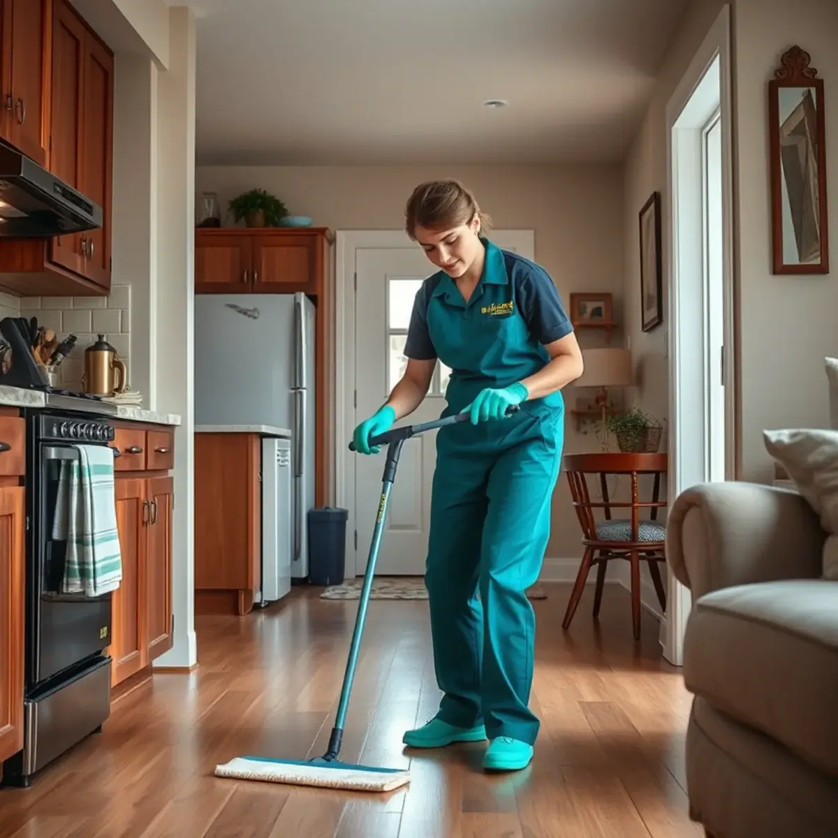 Professional cleaner working inside a Carteret, New Jersey home