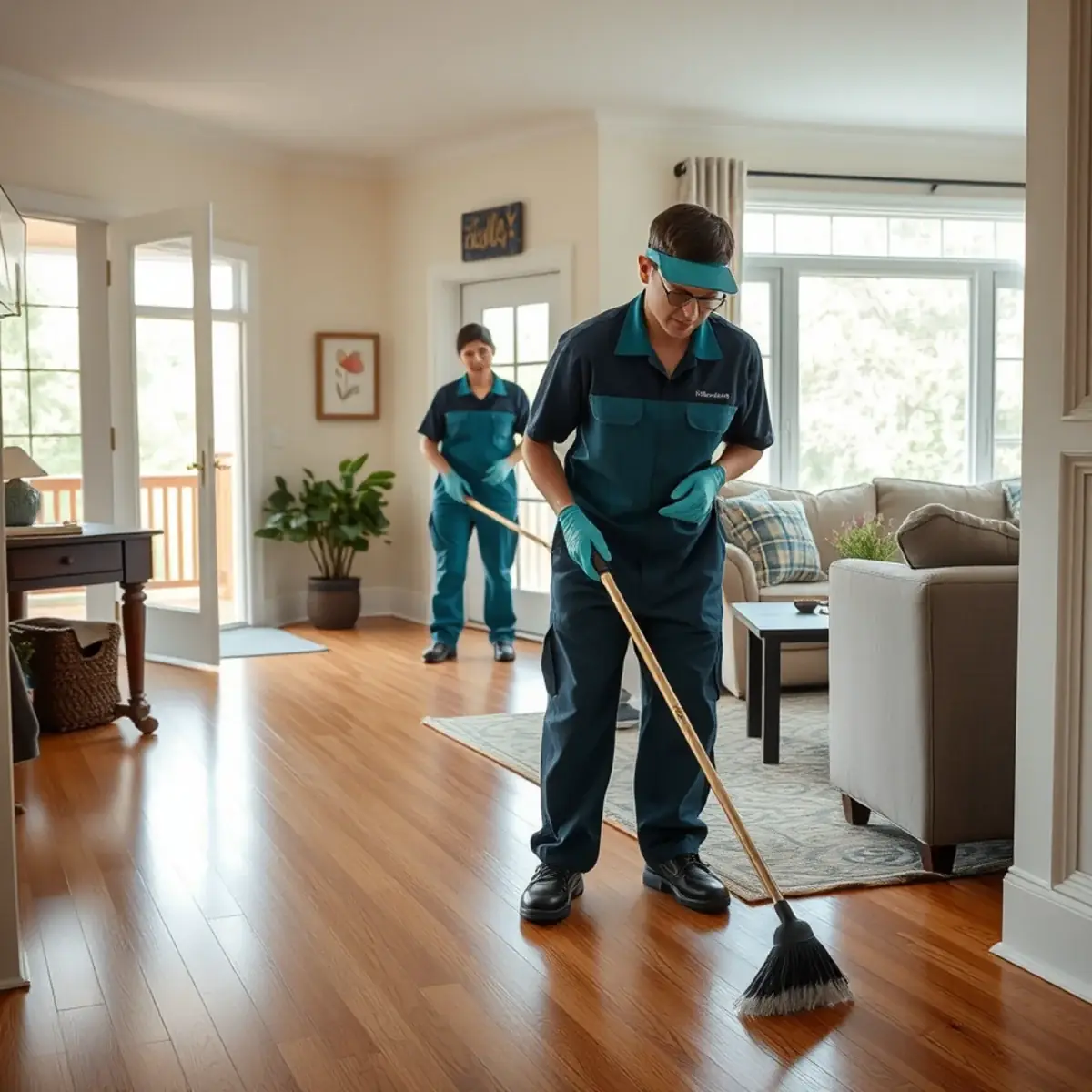 Professional cleaner working inside a Cliffside Park, New Jersey home