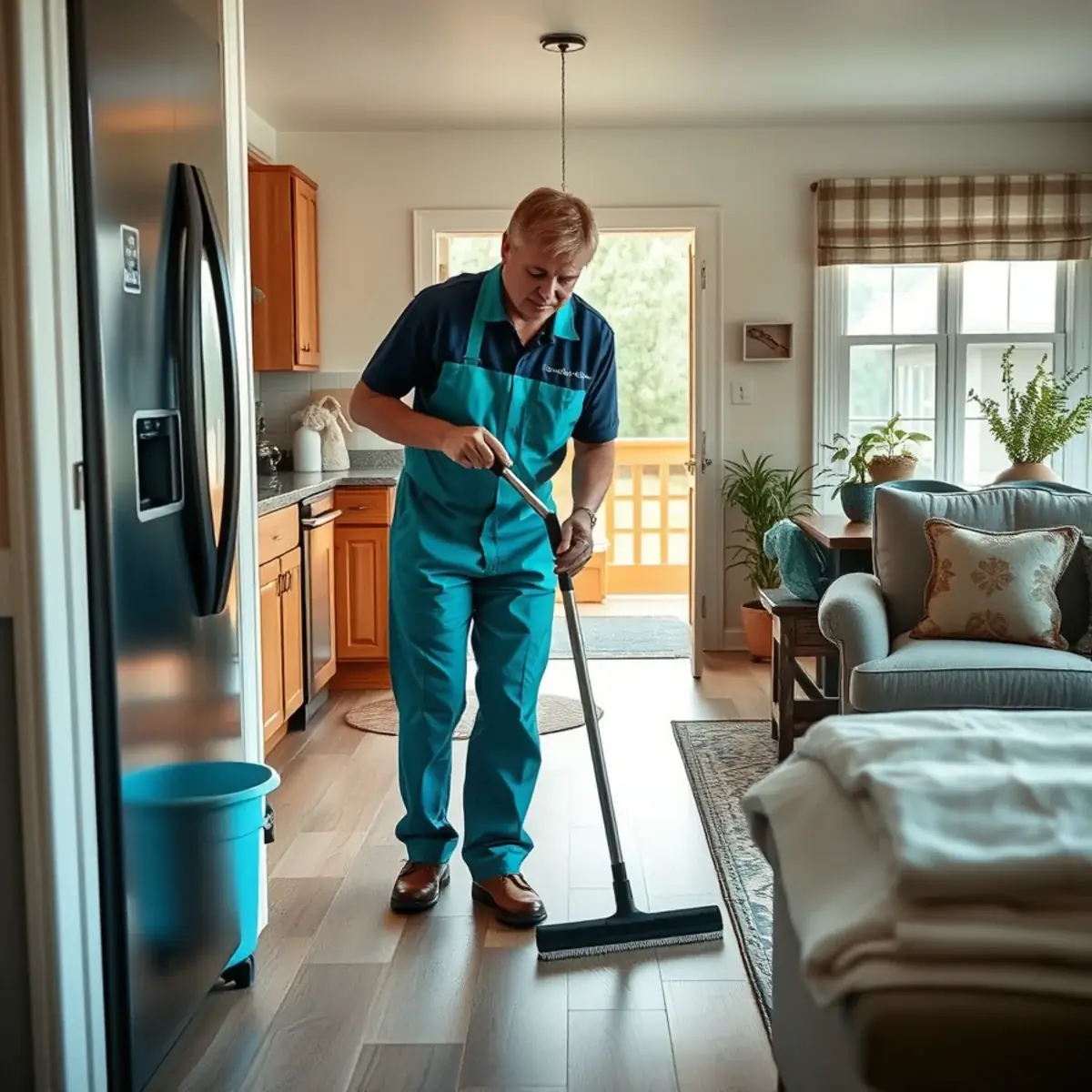 Professional cleaner working inside a Downe, New Jersey home