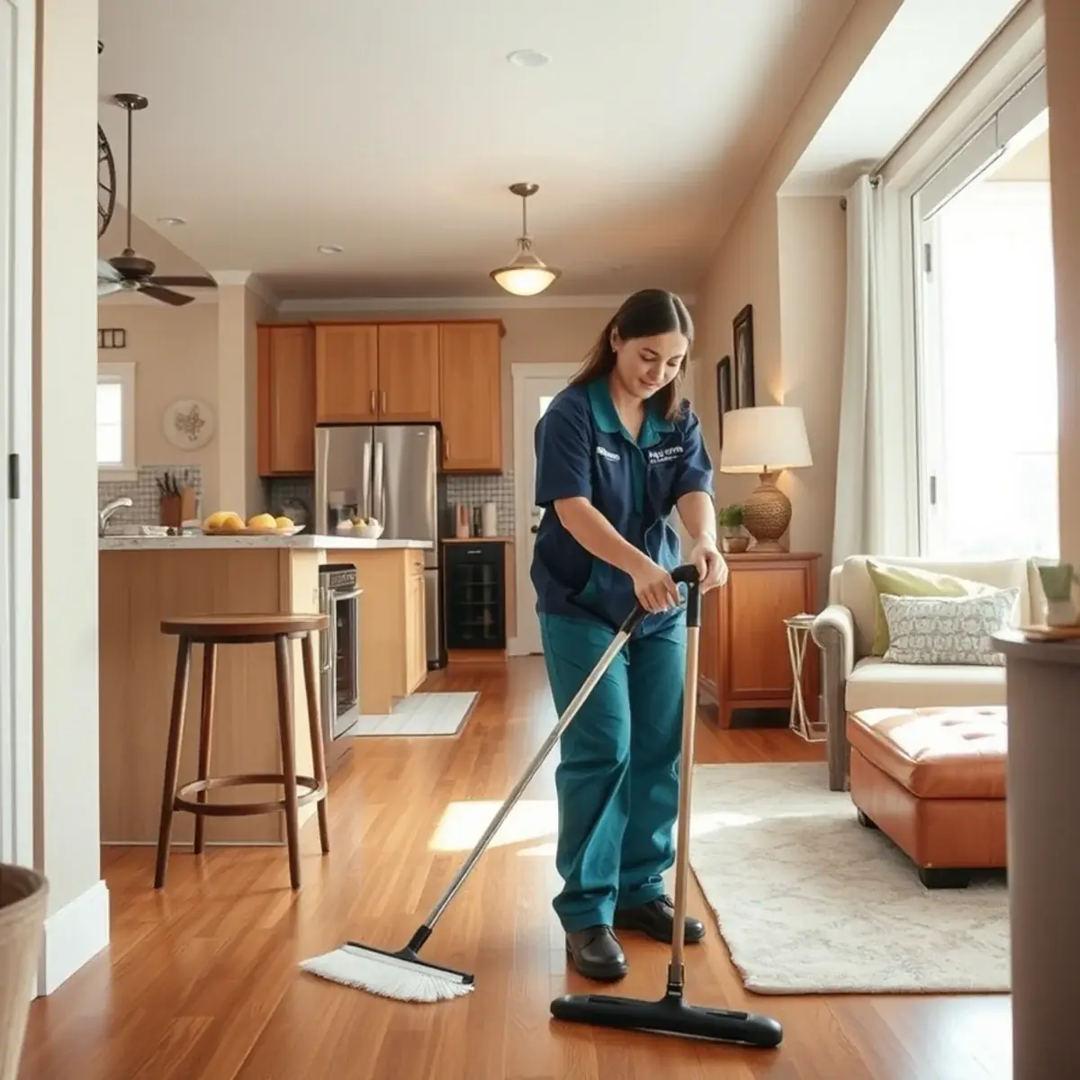 Professional cleaner working inside a East Brunswick, New Jersey home