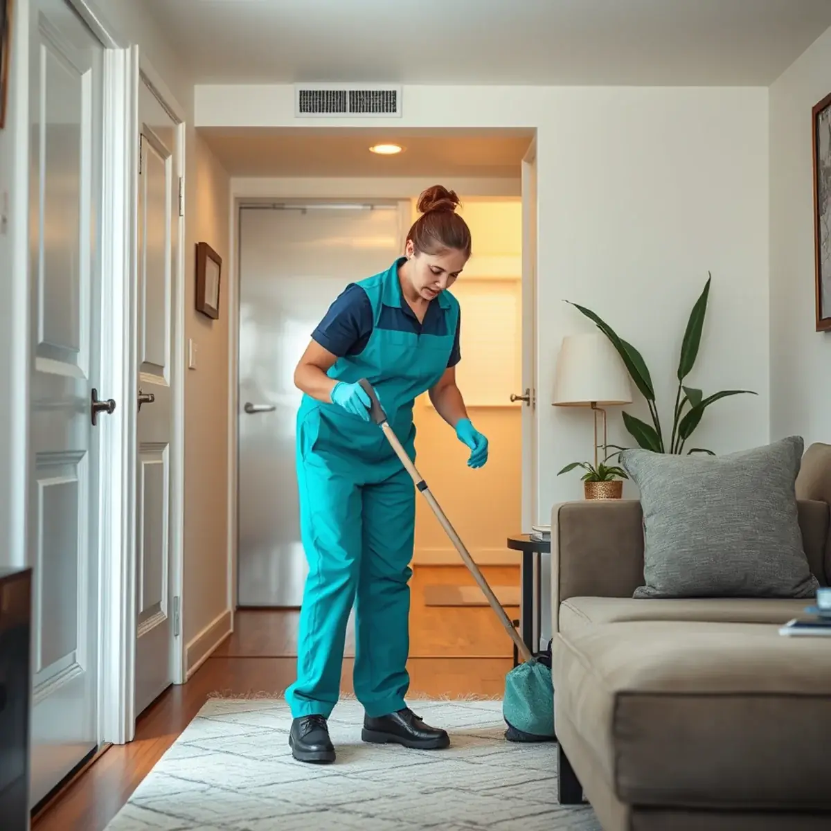 Professional cleaner working inside a East Newark, New Jersey home