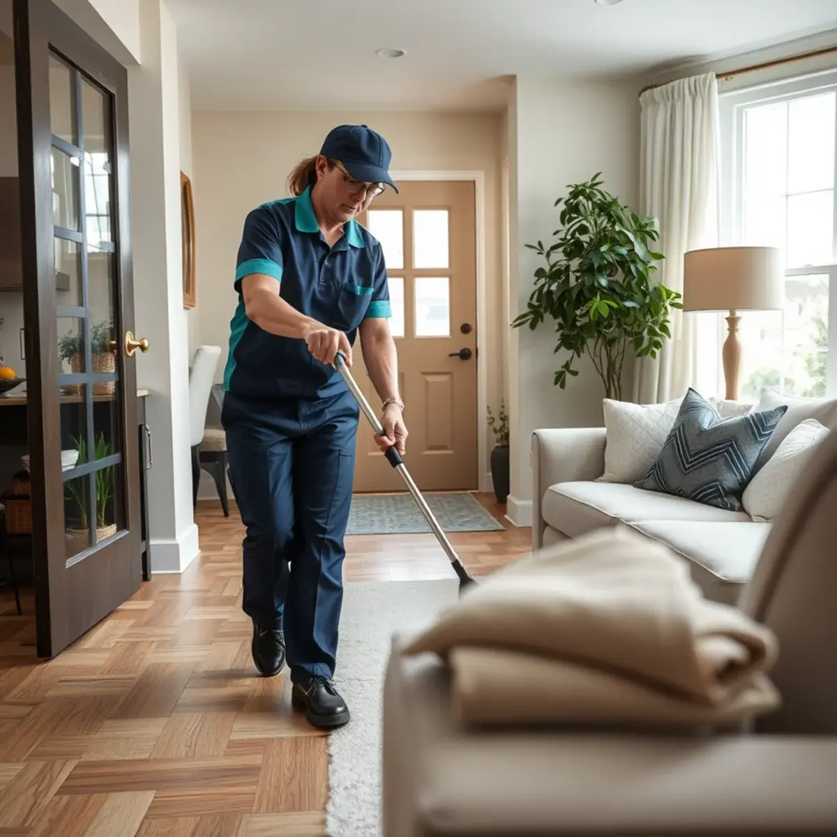 Professional cleaner working inside a East Windsor, New Jersey home