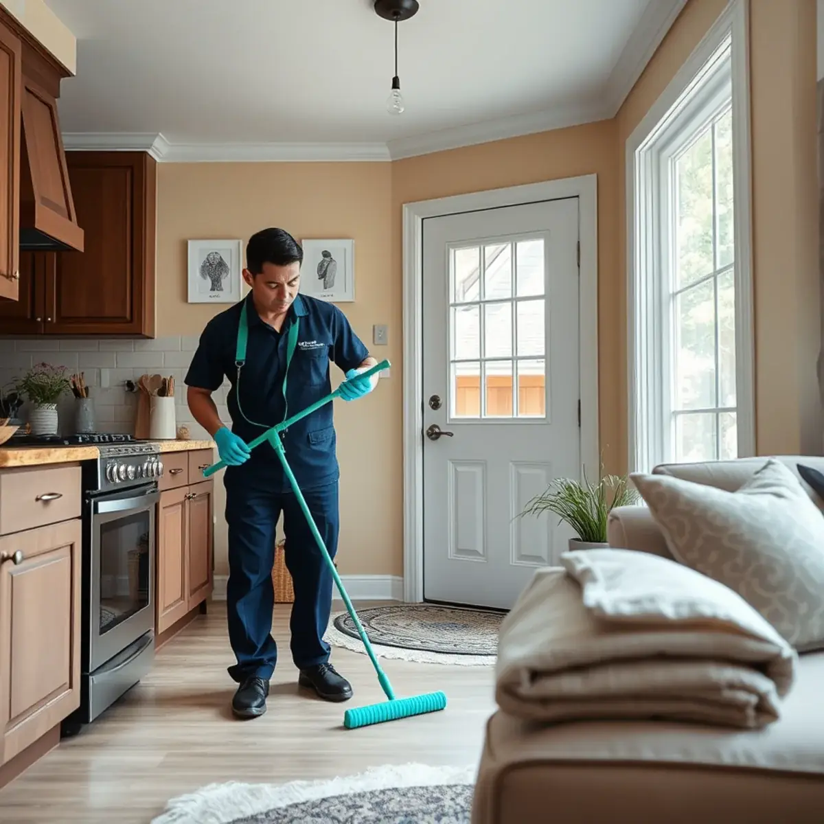 Professional cleaner working inside a Fanwood, New Jersey home