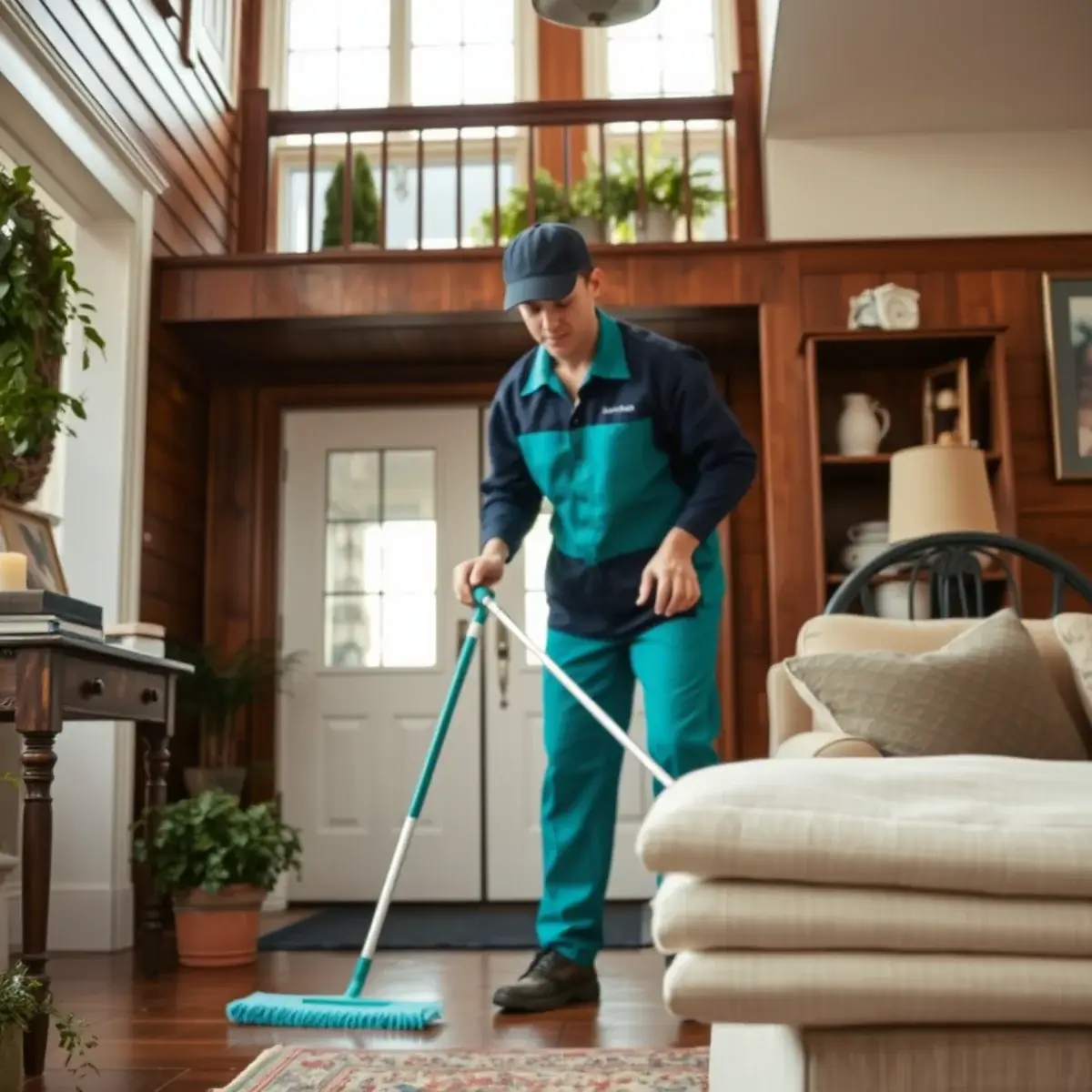 Professional cleaner working inside a Flemington, New Jersey home