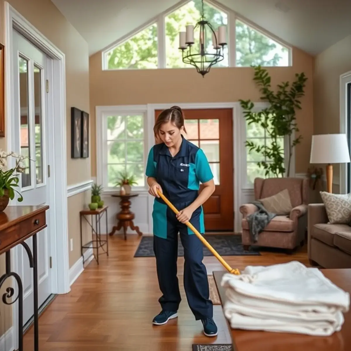 Professional cleaner working inside a Florence, New Jersey home