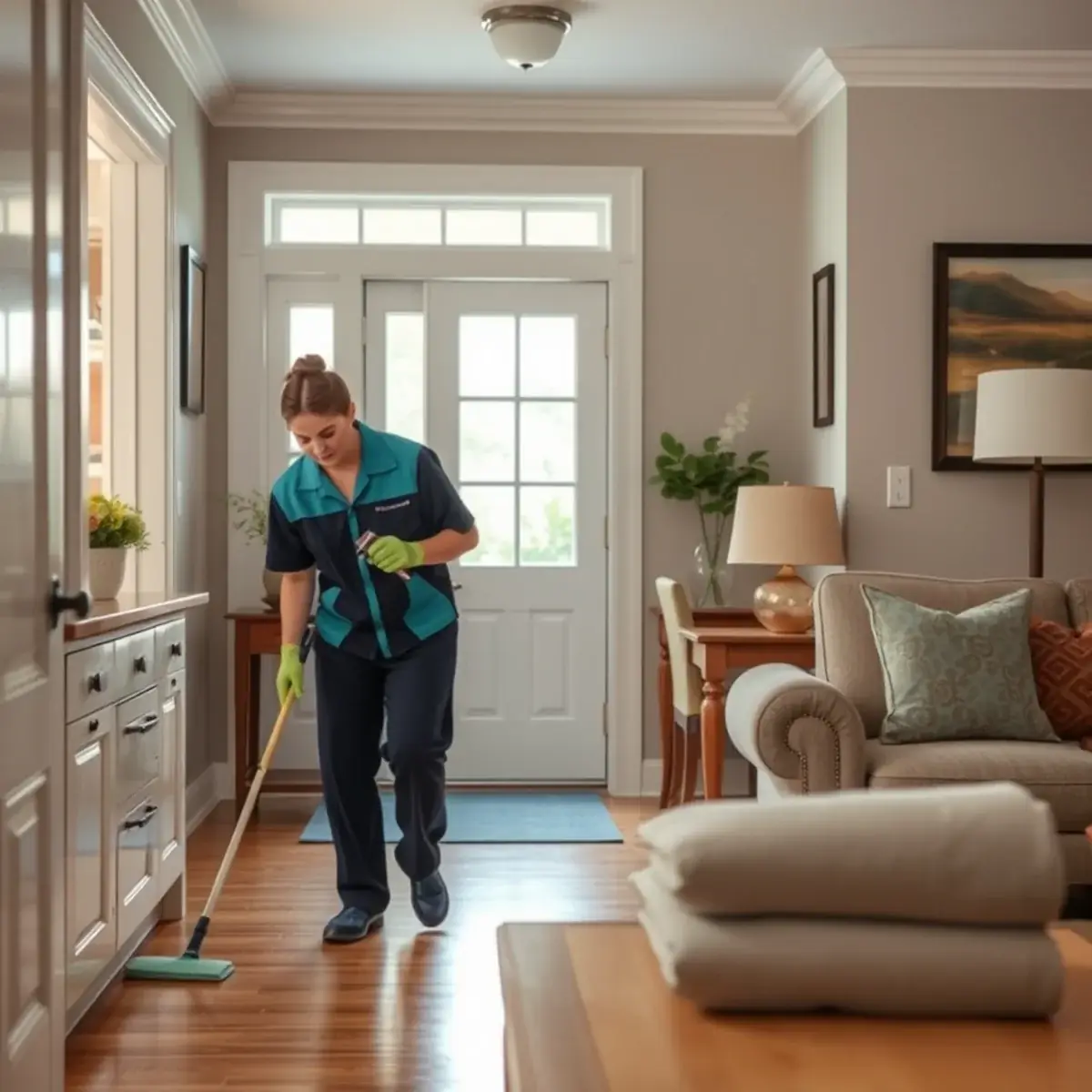 Professional cleaner working inside a Haddon Heights, New Jersey home