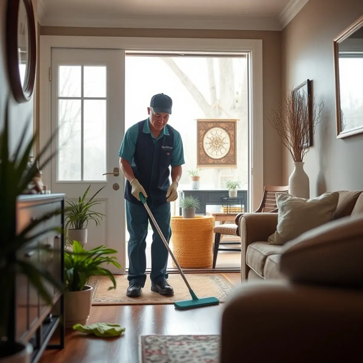 Professional cleaner working inside a Haledon, New Jersey home