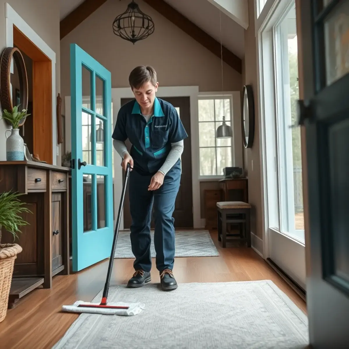 Professional cleaner working inside a Hamburg, New Jersey home