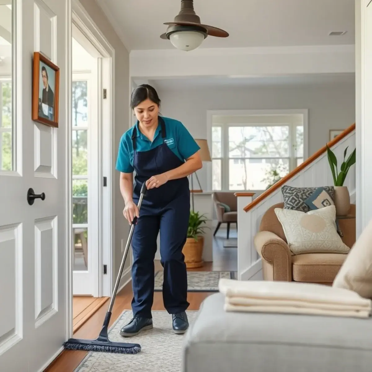 Professional cleaner working inside a Haskell, New Jersey home
