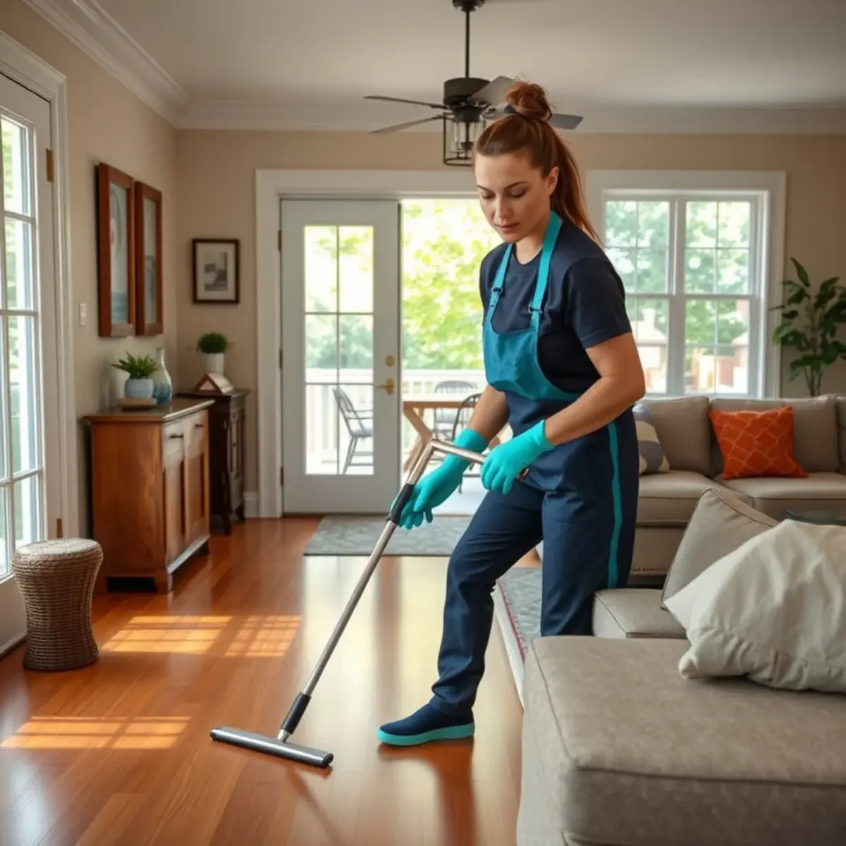 Professional cleaner working inside a Hillsdale, New Jersey home