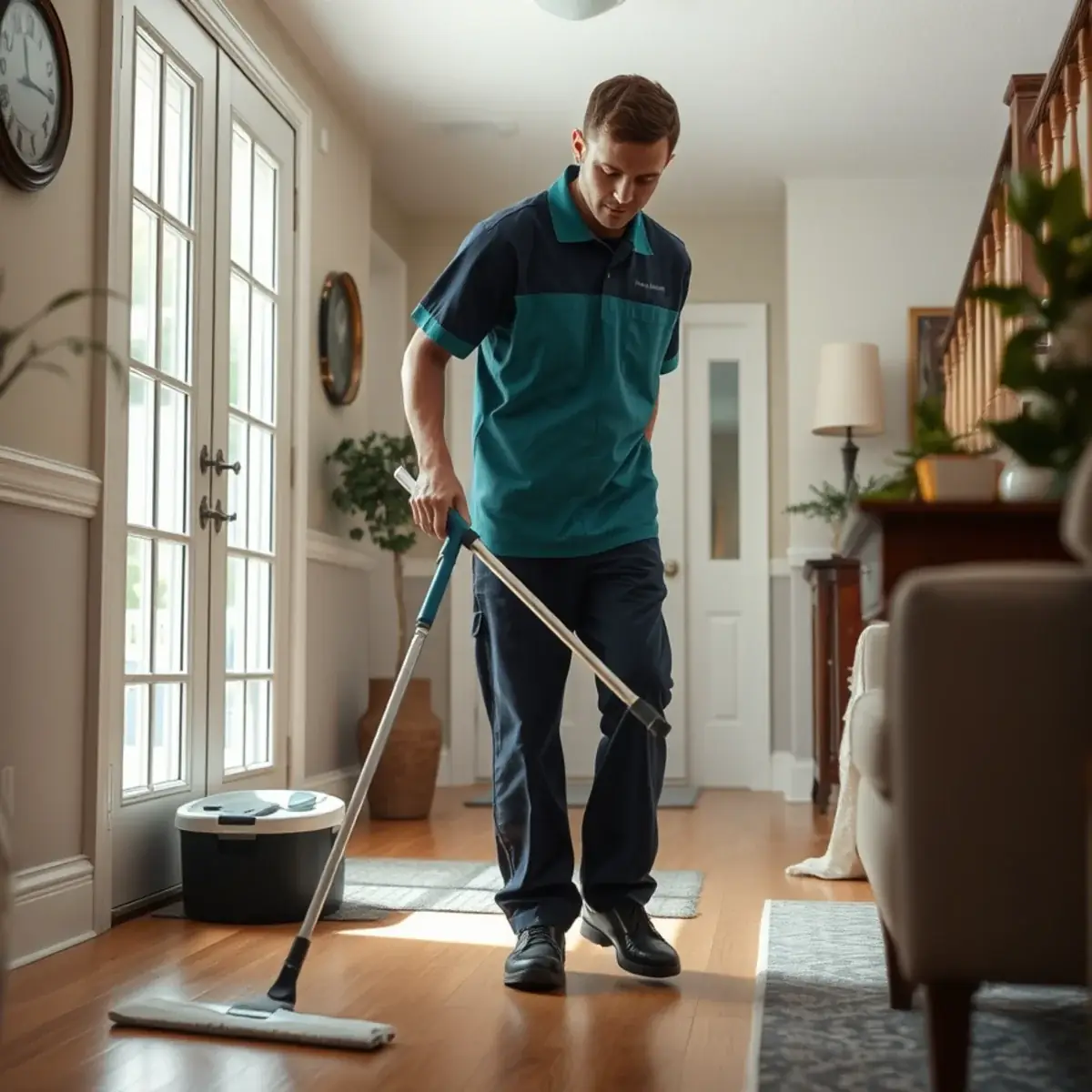 Professional cleaner working inside a Holmdel, New Jersey home