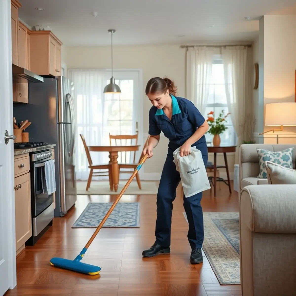 Professional cleaner working inside a Hopelawn, New Jersey home