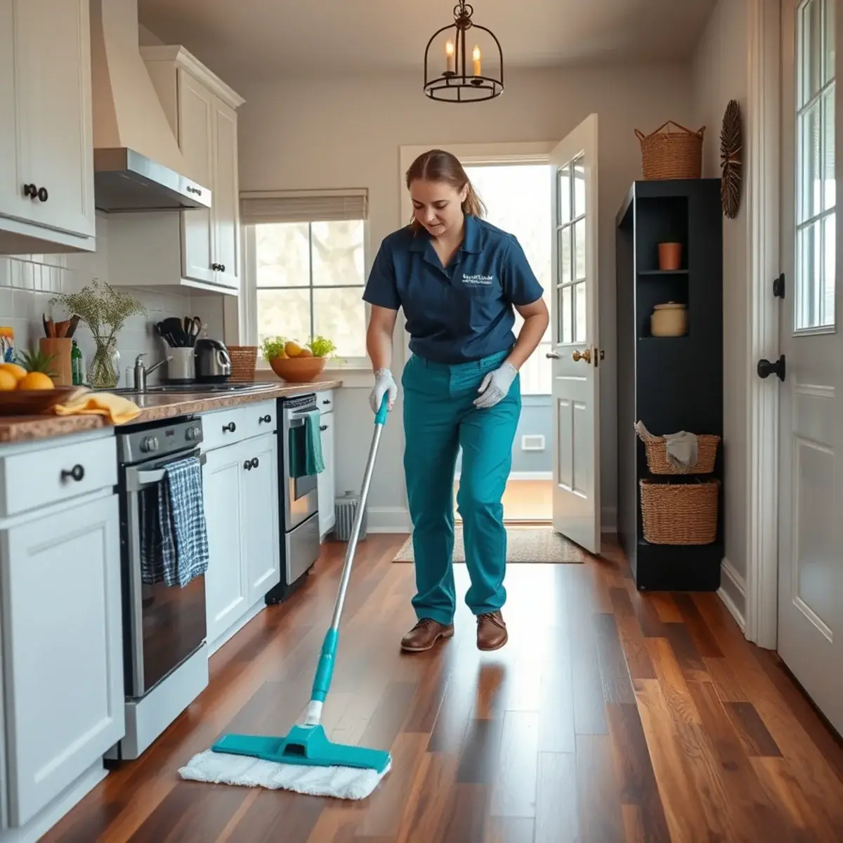 Professional cleaner working inside a Hopewell, New Jersey home