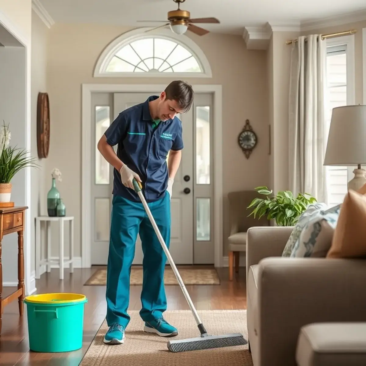 Professional cleaner working inside a Howell, New Jersey home
