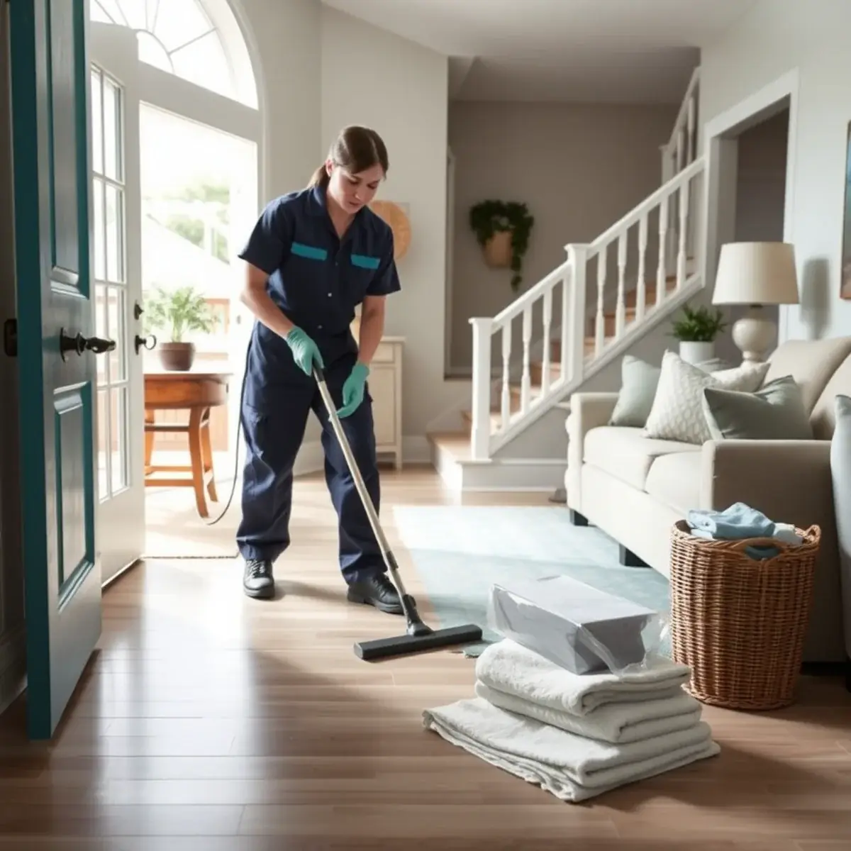 Professional cleaner working inside a Jackson, New Jersey home
