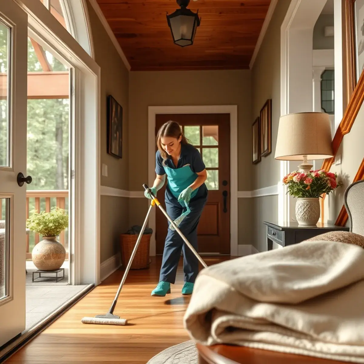 Professional cleaner working inside a Jefferson, New Jersey home
