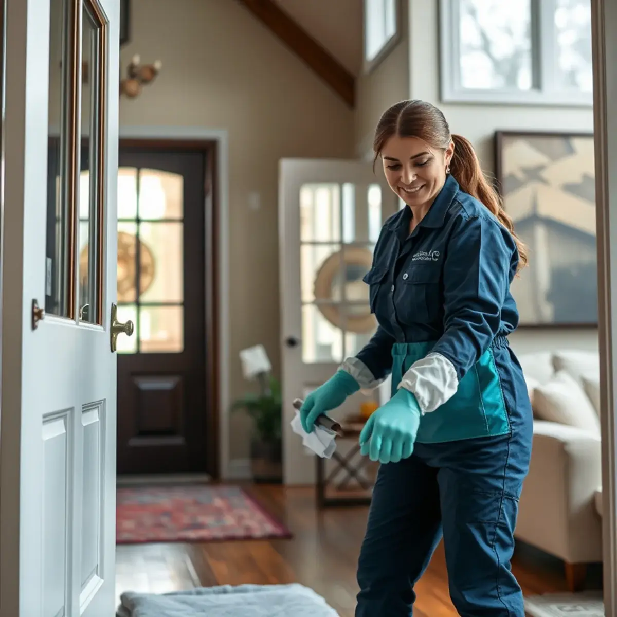 Professional cleaner working inside a Lake Mohawk, New Jersey home