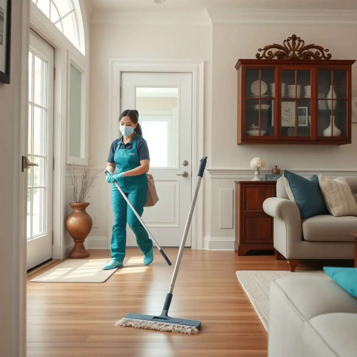 Professional cleaner working inside a Little Egg Harbor, New Jersey home