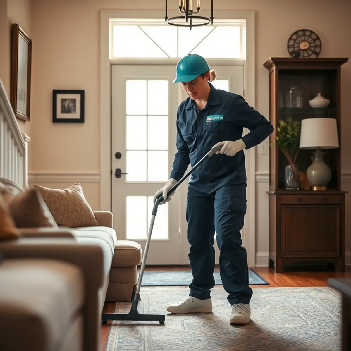 Professional cleaner working inside a Little Silver, New Jersey home