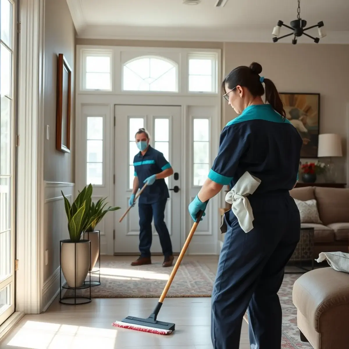 Professional cleaner working inside a Loch Arbour, New Jersey home