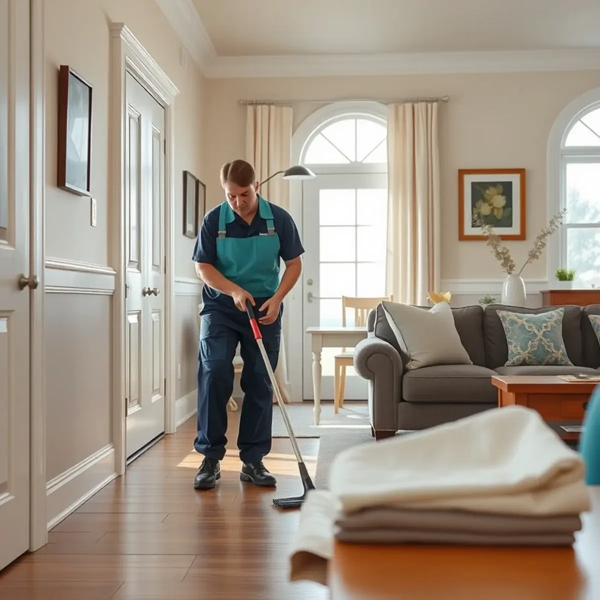 Professional cleaner working inside a Long Beach Island, New Jersey home