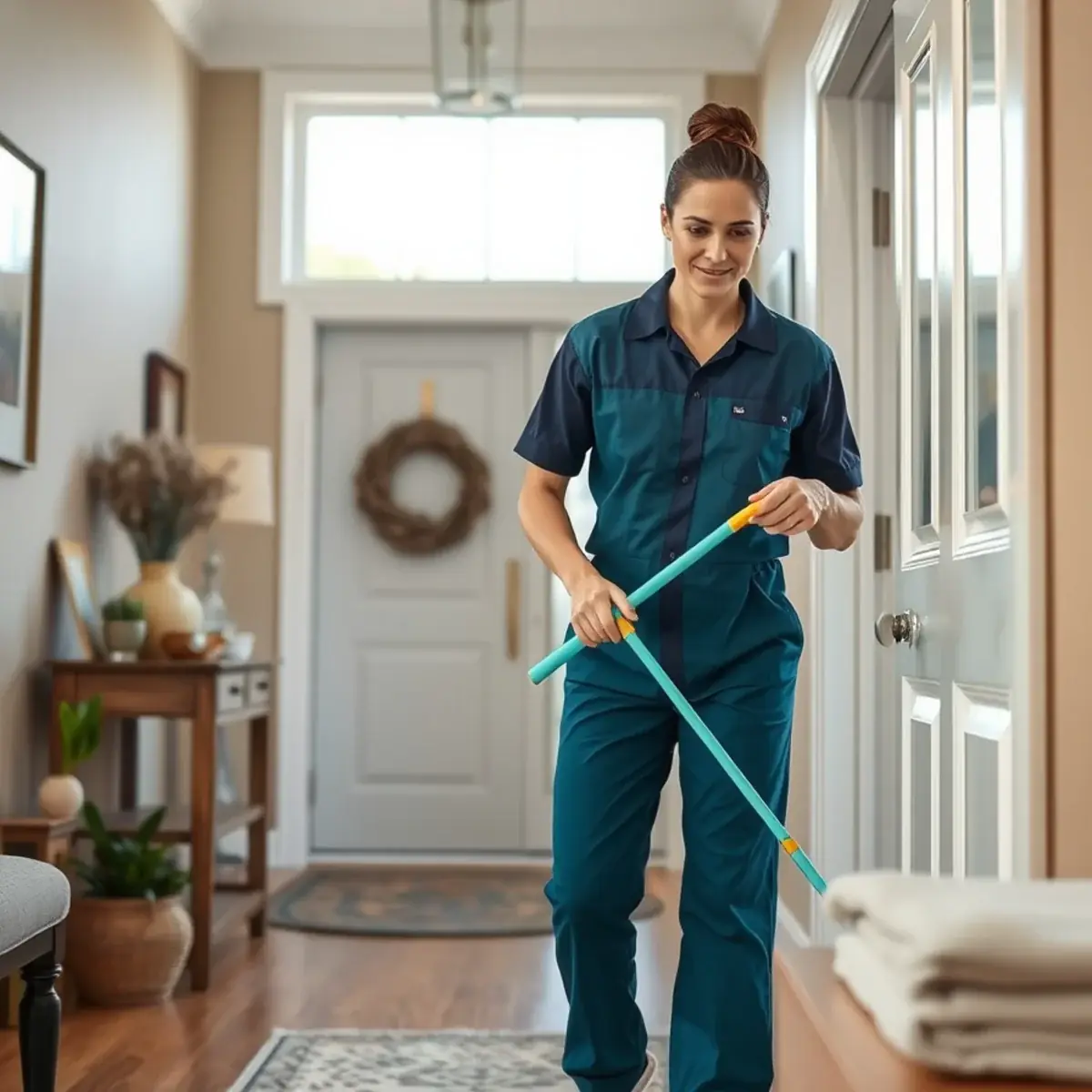 Professional cleaner working inside a Long Branch, New Jersey home