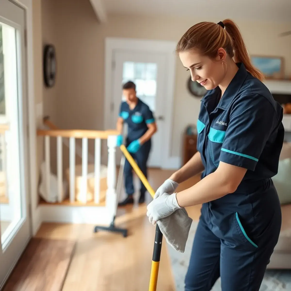 Professional cleaner working inside a Manahawkin, New Jersey home