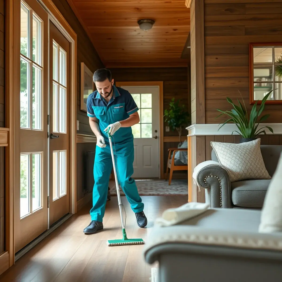 Professional cleaner working inside a Mannington, New Jersey home