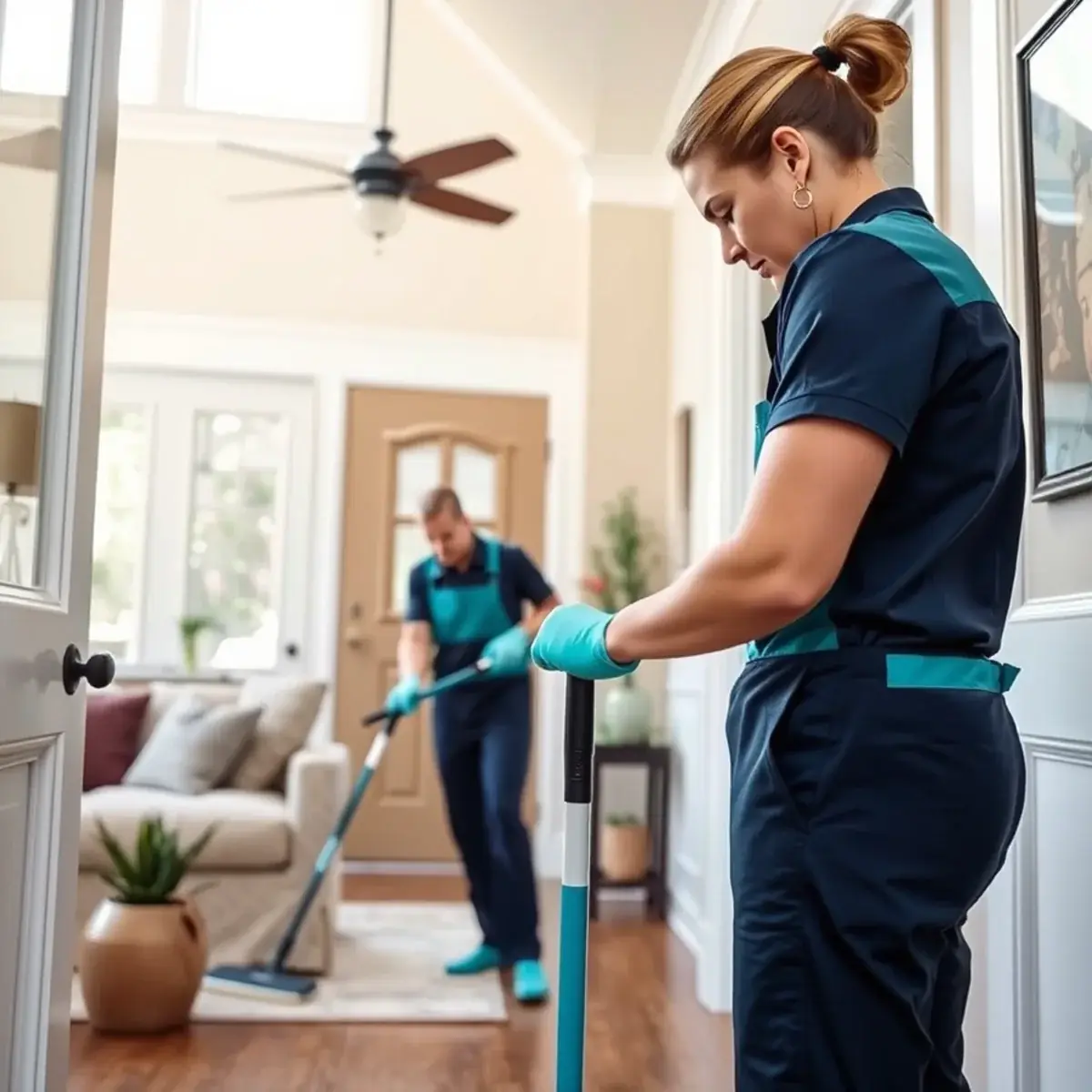 Professional cleaner working inside a Manville, New Jersey home