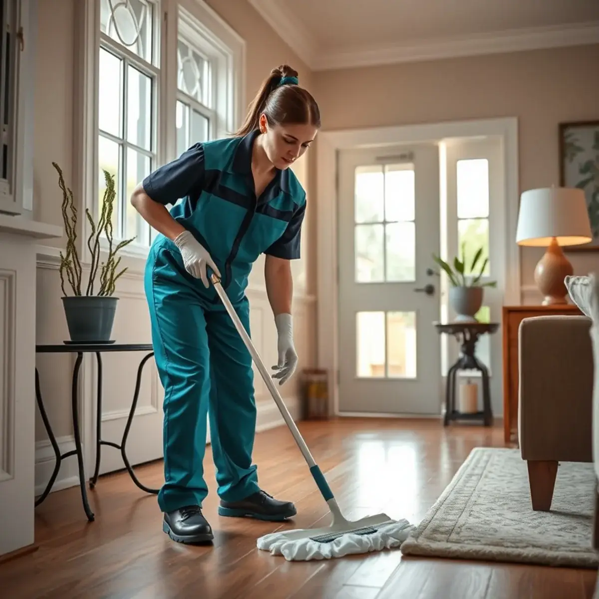 Professional cleaner working inside a Maplewood, New Jersey home