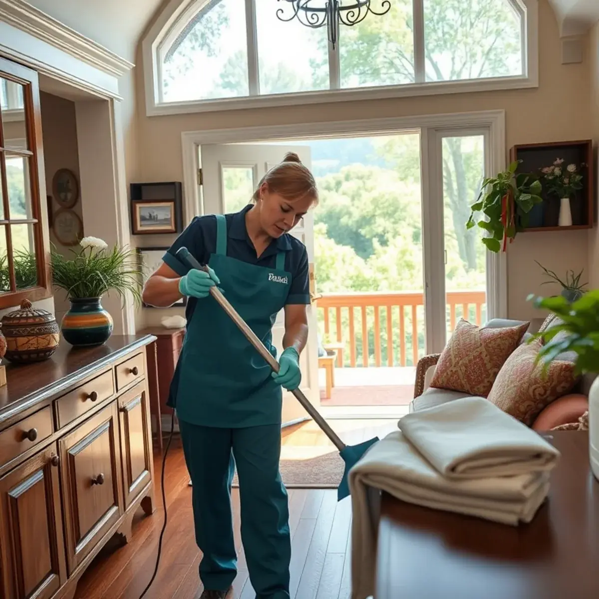 Professional cleaner working inside a Marksboro, New Jersey home