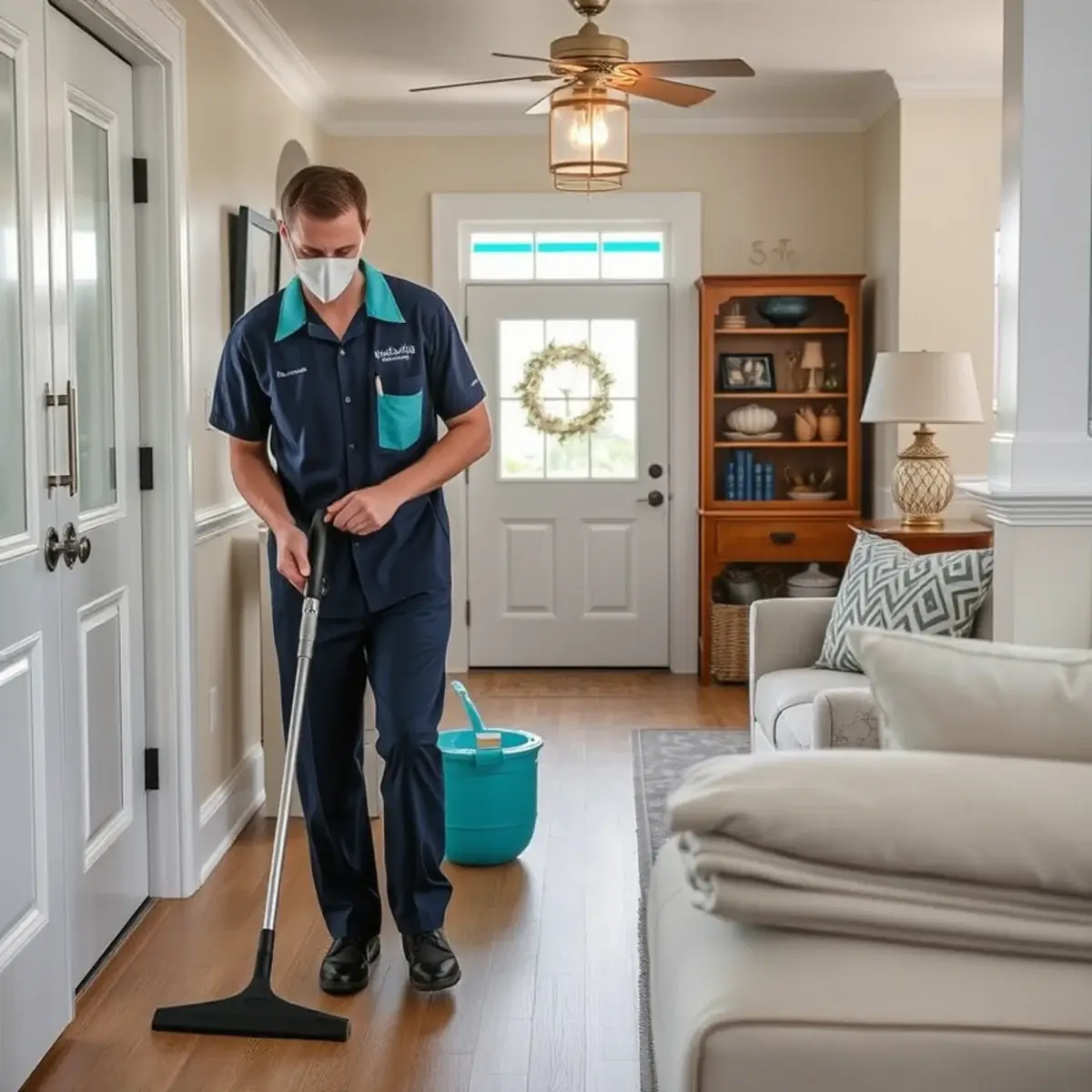 Professional cleaner working inside a Marmora, New Jersey home