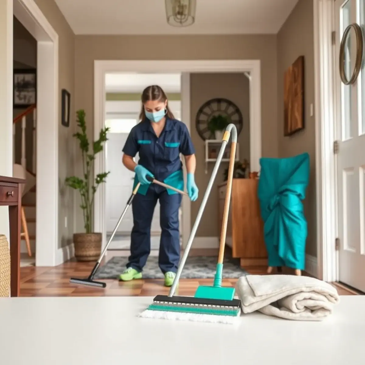 Professional cleaner working inside a Mercerville, New Jersey home