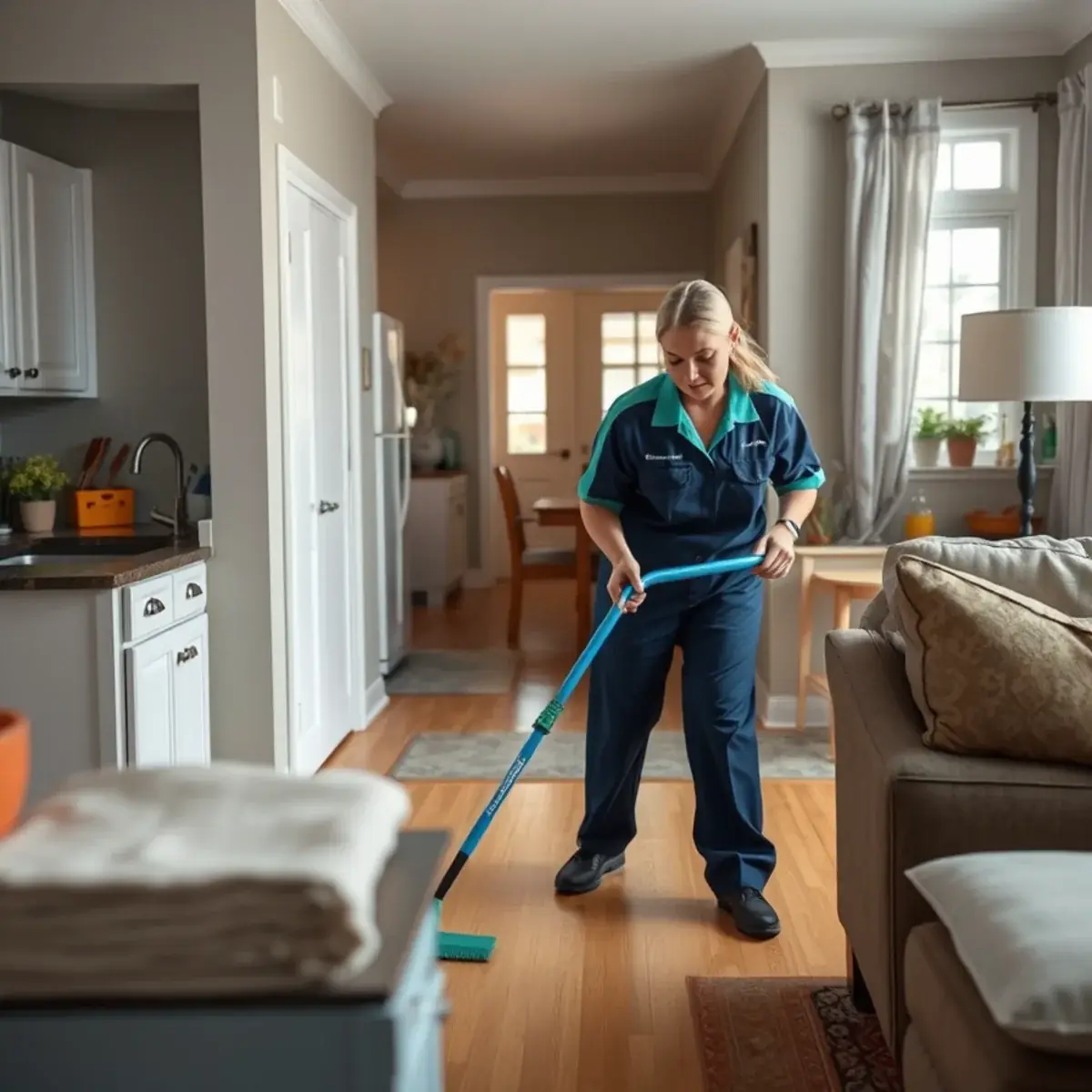 Professional cleaner working inside a Metuchen, New Jersey home