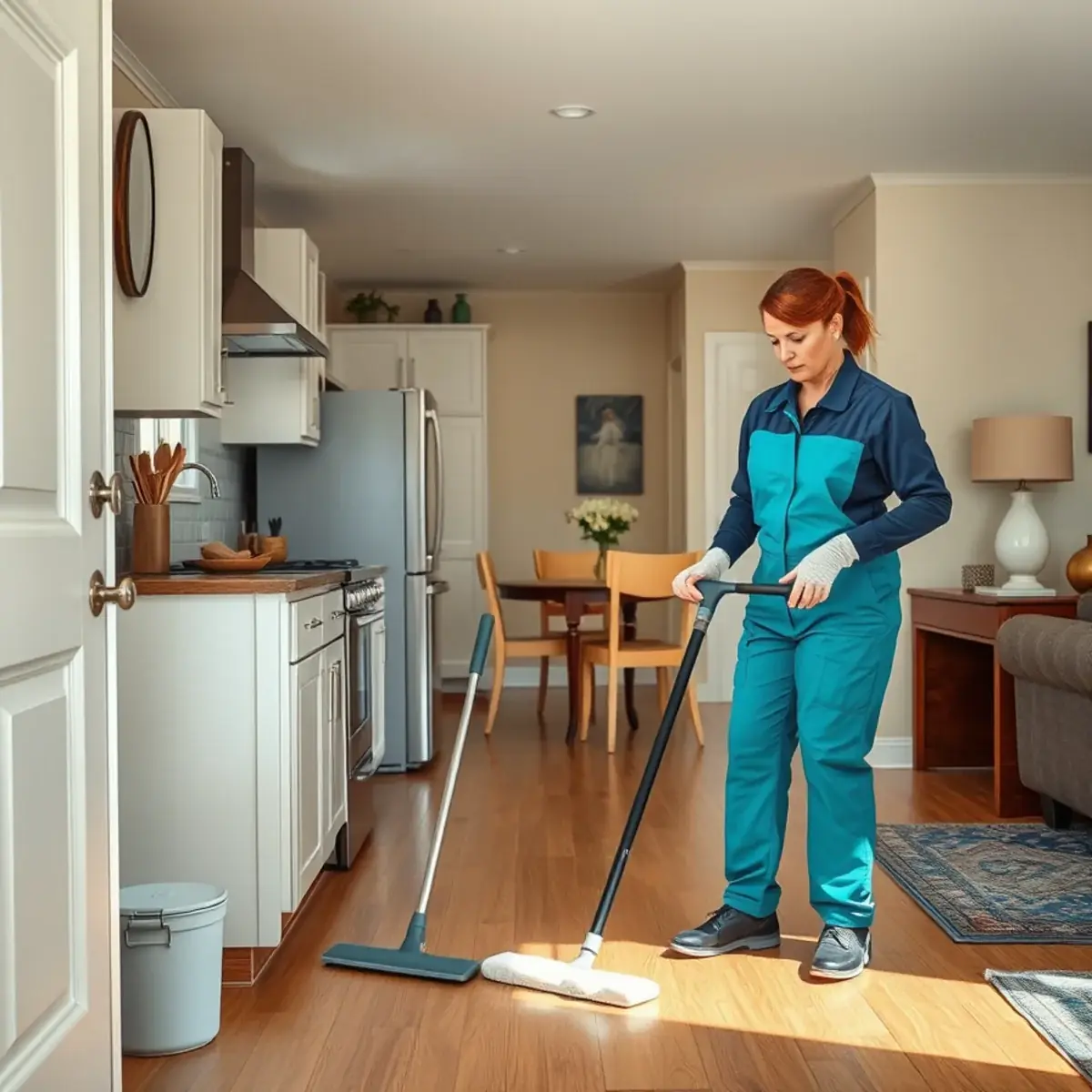 Professional cleaner working inside a Milltown, New Jersey home